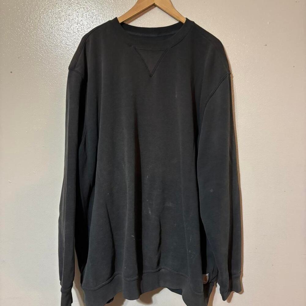 Carhartt Faded Black Grunge Workwear Blue Collar Crewneck Sweatshirt Size 3XL